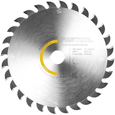 Festool Universal Wood Saw Blade 168mm For TS60 Plunge Saw 168mm 28T 20mm
