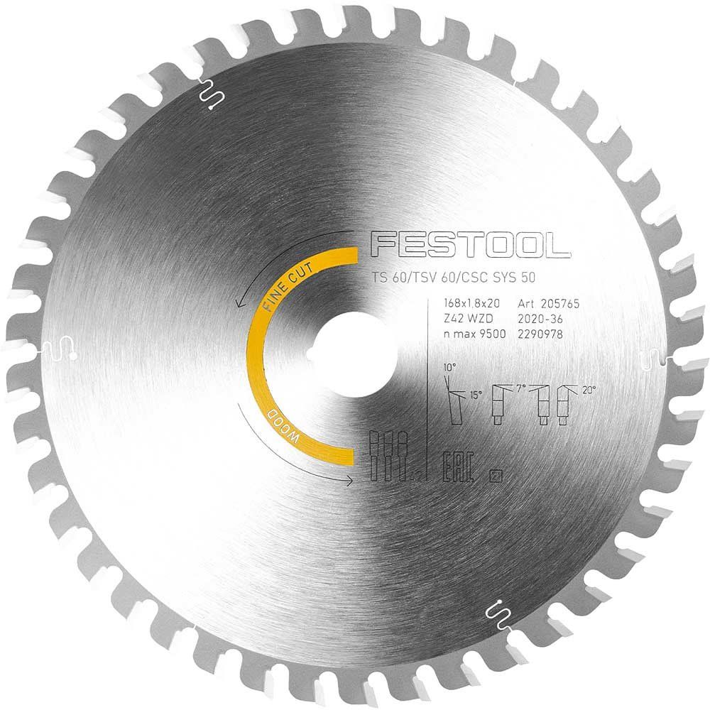 Festool Fine Tooth Wood Cutting Circular Saw Blade 168mm 42T 20mm - Image 1