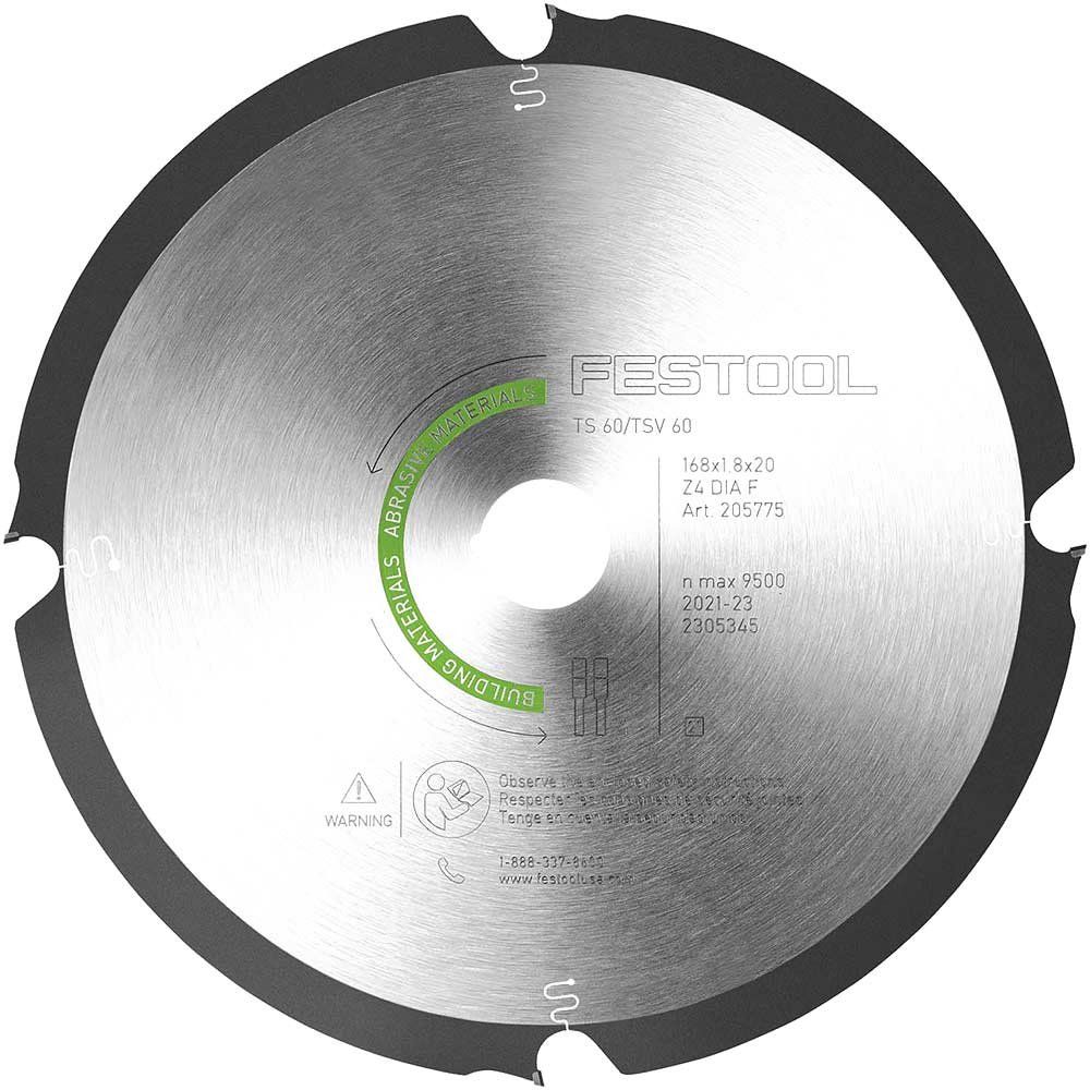 Festool Cement Fibre Board Circular Saw Blade 168mm 4T 20mm - Image 1