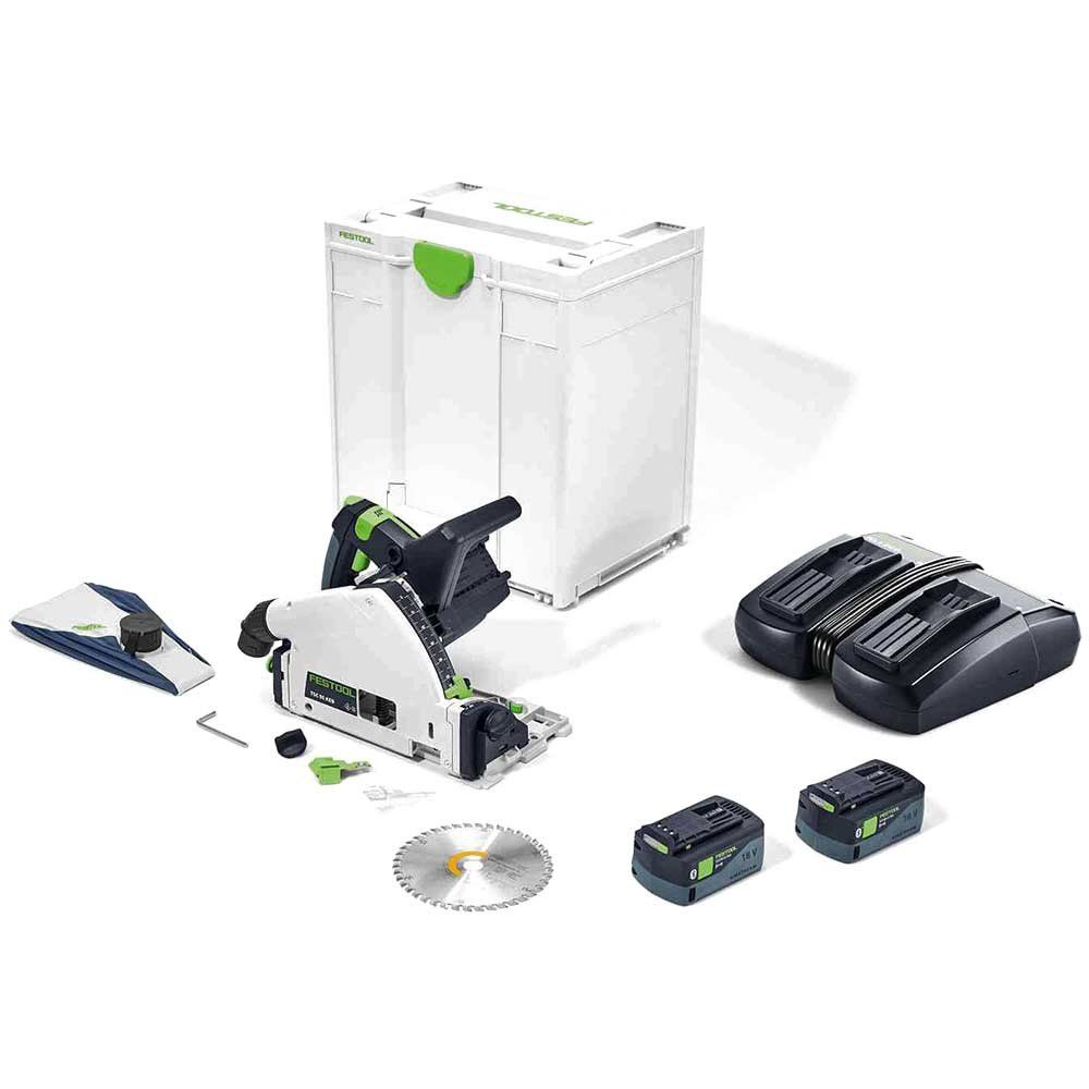Festool TSC 55 KEB 18v Cordless Plunge Cut Circular Saw 2 x 5ah Li-ion Battery Charger Case - Image 1