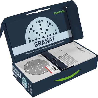Festool 60 Piece Granat STF Sanding Disc Set 150mm 150mm Assorted Pack of 60