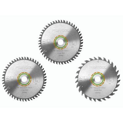 Festool KSB-SORT/3 160mm Circular Saw Blade 3 Piece Set 160mm Assorted Teeth 20mm