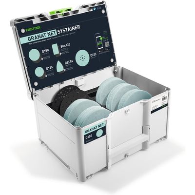 Festool D150 GR NET Granat Sanding Discs in Systainer 3 Case