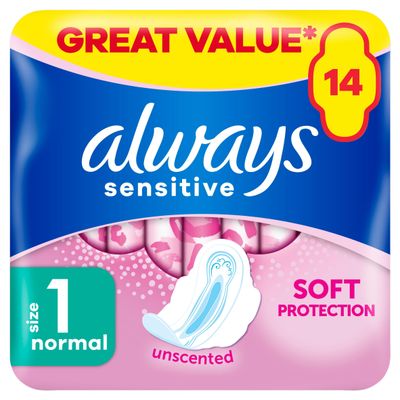 Always Sensitive Normal Ultra (Size 1) Sanitary Towels Wings 14 Pads - Thumbnail 2