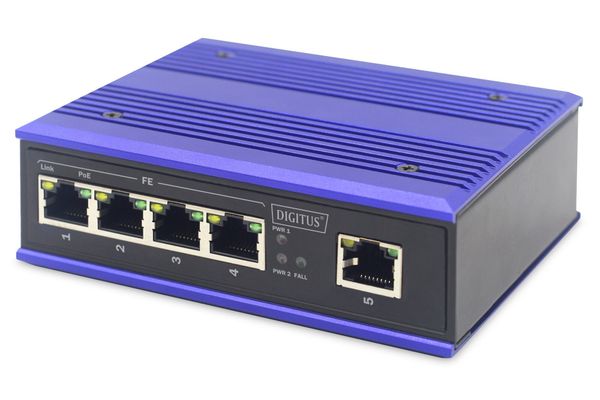 Digitus 4 port Fast Ethernet network PoE switch. industrial. unmanaged