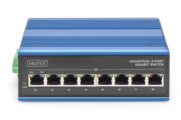 Digitus 8 Port Gigabit Ethernet Network PoE Switch. Industrial. Unmana