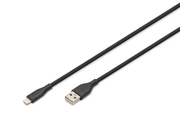Digitus Lightning silicone connection cable. USB-A - Lightning 1m. bla