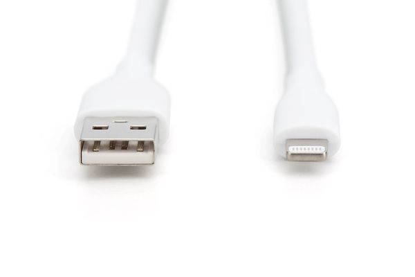 Digitus Lightning silicone connection cable. USB-A - Lightning 1m. whi