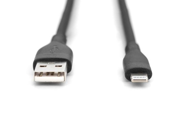 Digitus Lightning silicone connection cable. USB-A - Lightning 2m. bla