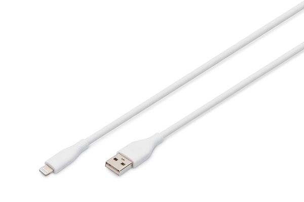 Digitus Lightning silicone connection cable. USB-A - Lightning 2m. whi