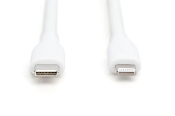 Digitus Lightning silicone connection cable. USB-C - Lightning. 1m. wh