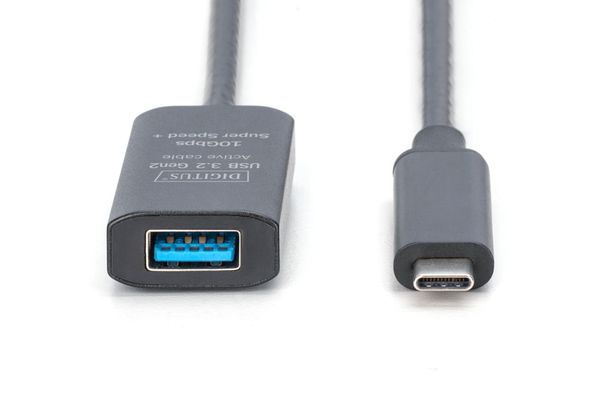 Digitus Active USB 3.2 Gen2 10G extension cable. USB-C - USB-A. 5m