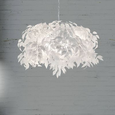 Reality Leuchten Leavy hanging light, chrome/white, Ø 70 cm, plastic