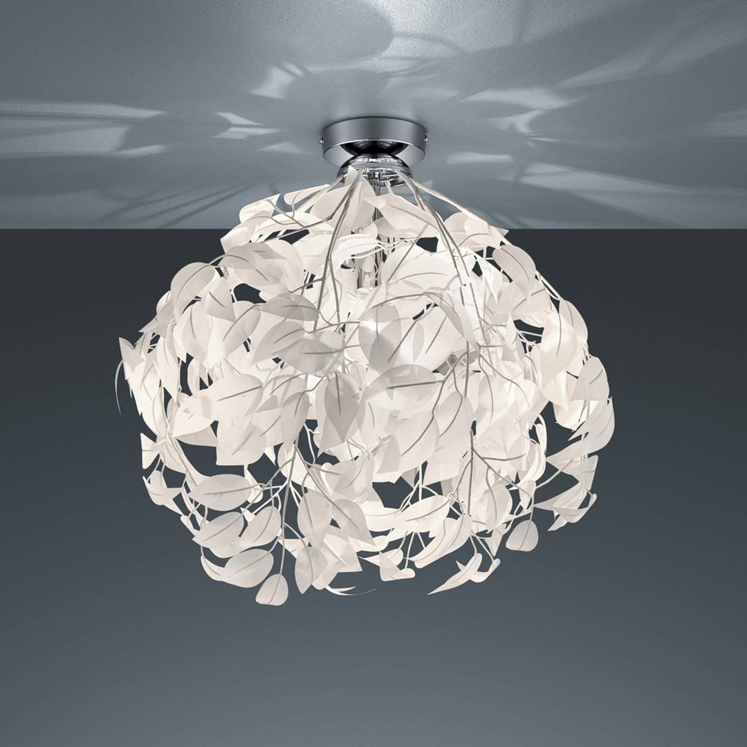 Reality Leuchten Leavy ceiling lamp, Ø 38 cm, chrome/white, plastic - Image 1