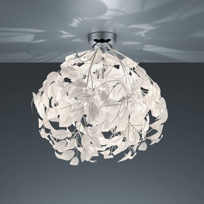 Reality Leuchten Leavy ceiling lamp, Ø 38 cm, chrome/white, plastic
