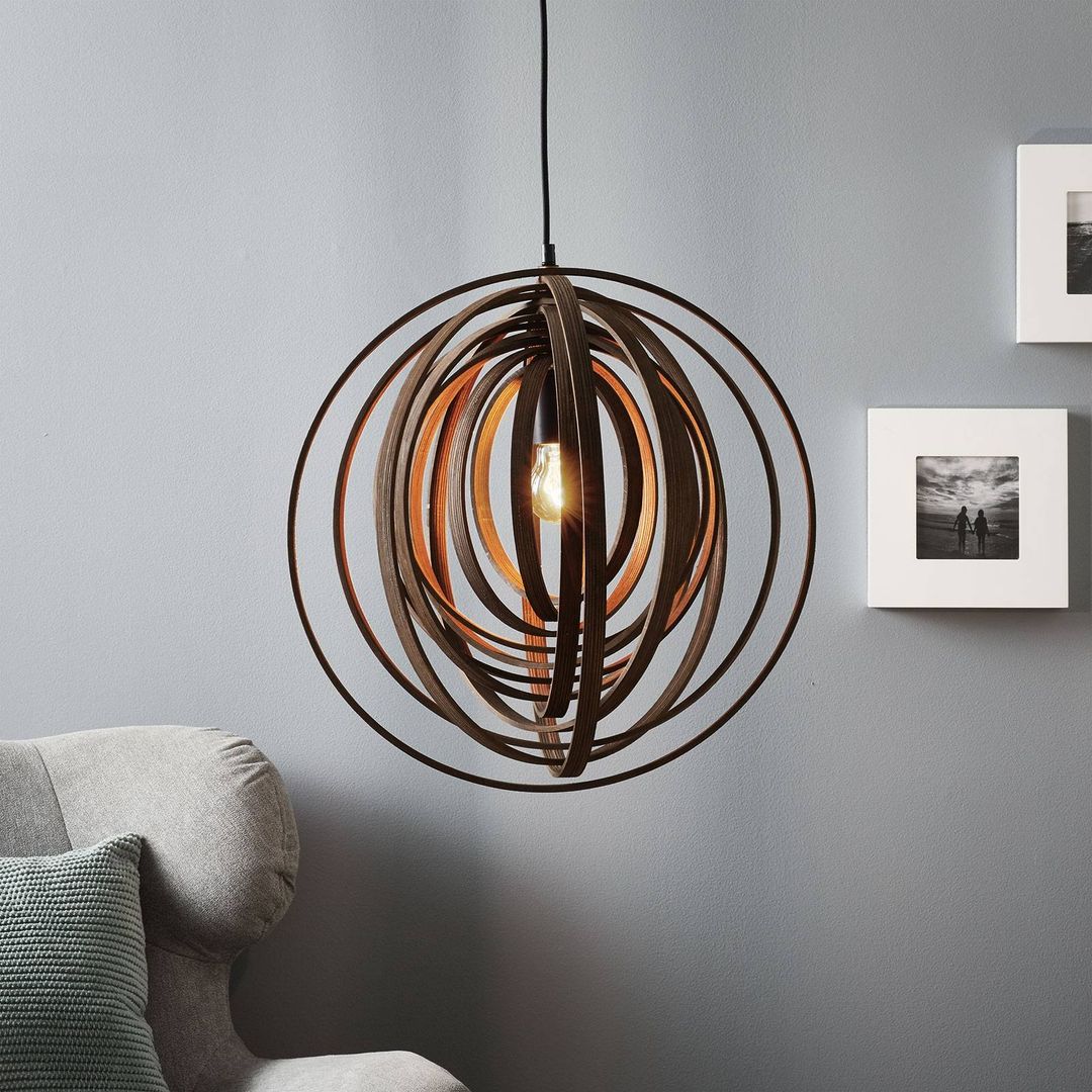 Trio Lighting Unusual Boolan hanging light with brown lampshade - Image 1