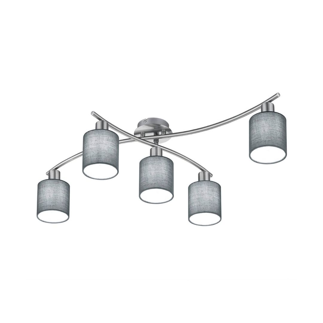 Trio Lighting Ceiling light Garda Five-bulb with grey lampshades - Image 1