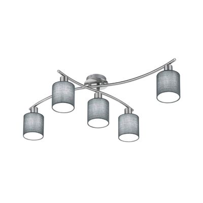 Trio Lighting Ceiling light Garda Five-bulb with grey lampshades