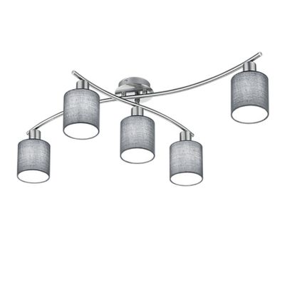 Trio Lighting Ceiling light Garda Five-bulb with grey lampshades - Thumbnail 2