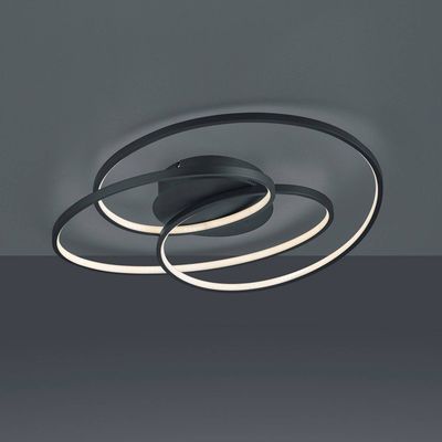 Trio Lighting Gale LED ceiling lamp, 60 cm, matt black
