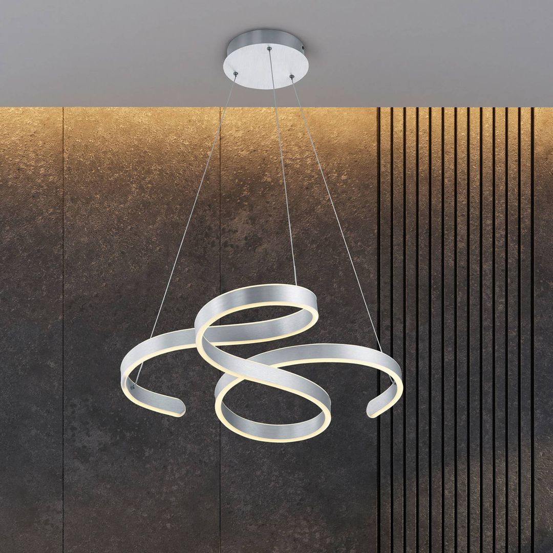 Trio Lighting Francis LED pendant light, brushed aluminium - Image 1