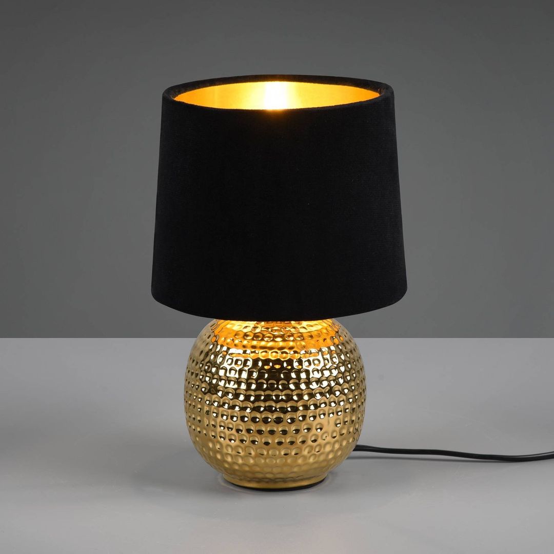 Reality Leuchten Sophia table lamp, ceramic base, black/gold - Image 1