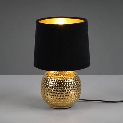 Reality Leuchten Sophia table lamp, ceramic base, black/gold