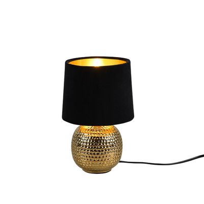 Reality Leuchten Sophia table lamp, ceramic base, black/gold - Thumbnail 2