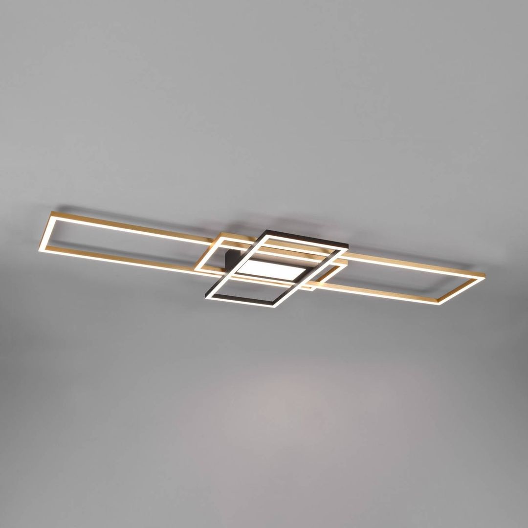 Trio Lighting Irvine LED ceiling light, CCT, dimmable, brass - Image 1