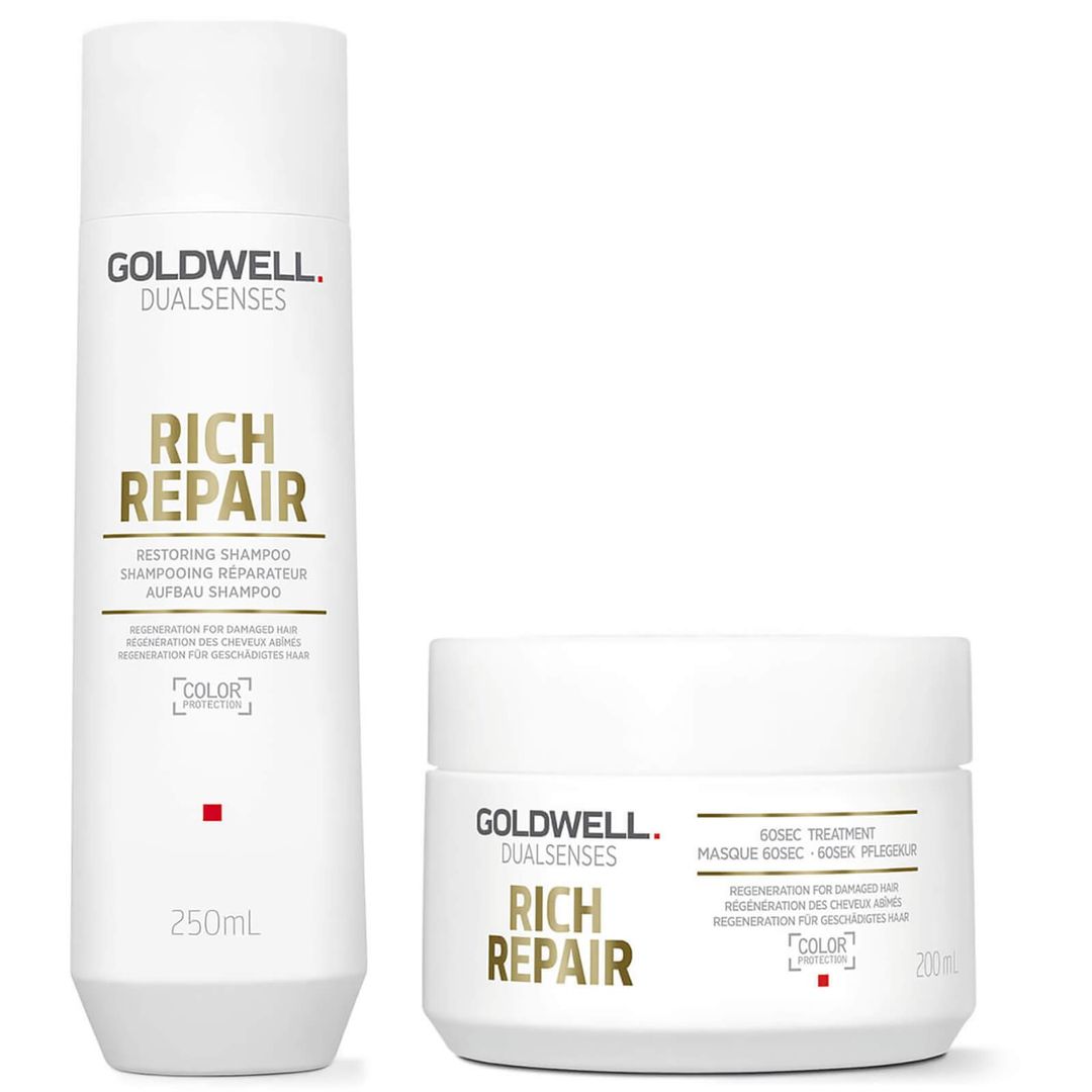 Goldwell Dualsenses Rich Repair Shampoo And 60 Second Treatment Mask Duo For Dry To Severely Damaged Hair (Worth £33.65) - Image 1