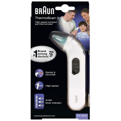 BRAUN ThermoScan 3 IRT 3030 Ear Thermometer - White, White