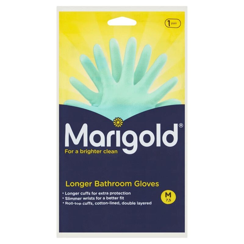 Marigold Longer Bathroom Gloves - Blue / Medium - Image 1