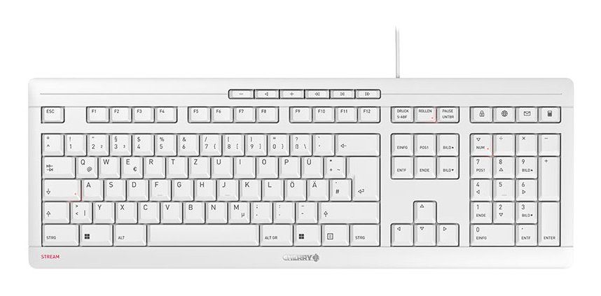 CHERRY STREAM keyboard Office USB QWERTZ German White - Image 1