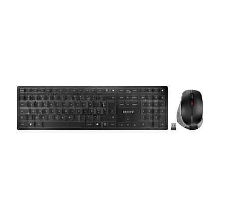 CHERRY DW 9500 SLIM keyboard Mouse included Universal RF Wireless + Bluetooth AZERTY French Black Grey