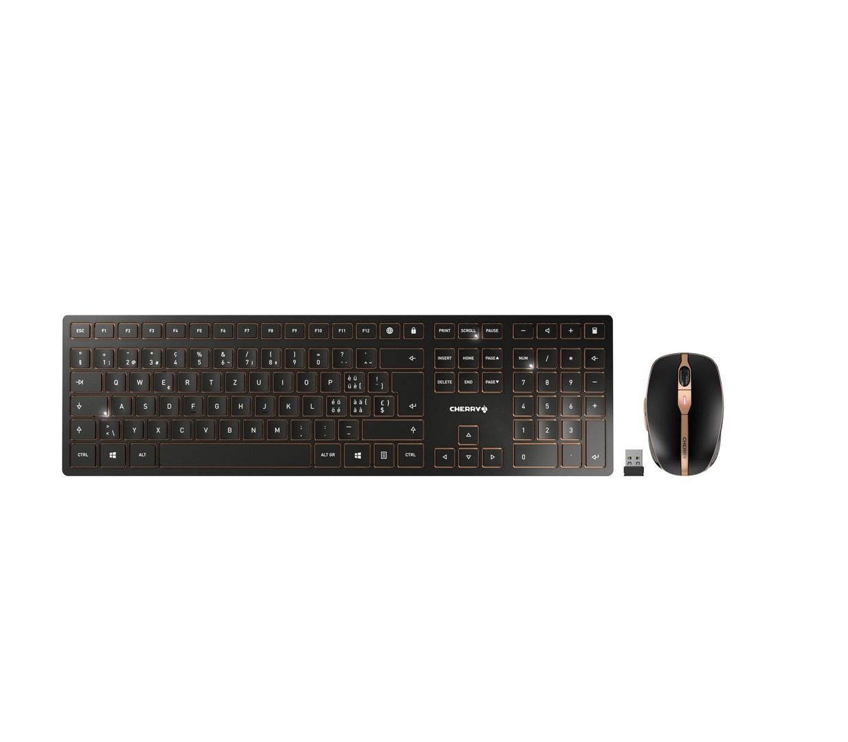CHERRY DW 9100 SLIM keyboard Mouse included Universal RF Wireless + Bluetooth QWERTZ Swiss Black - Image 1