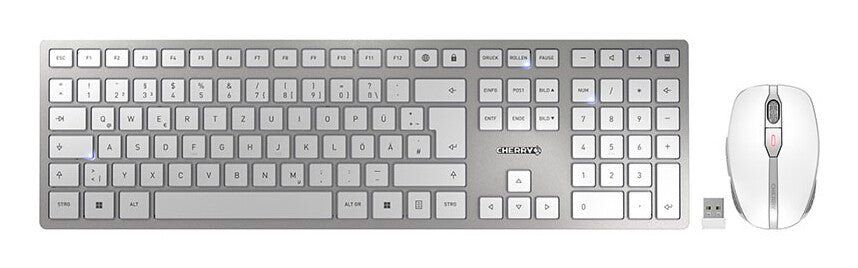CHERRY DW 9100 SLIM keyboard Mouse included Universal RF Wireless + Bluetooth QWERTZ German Silver - Image 1