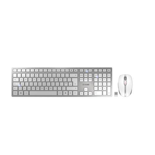 CHERRY DW 9100 SLIM Wireless Keyboard and Mouse - Silver/White - Image 1