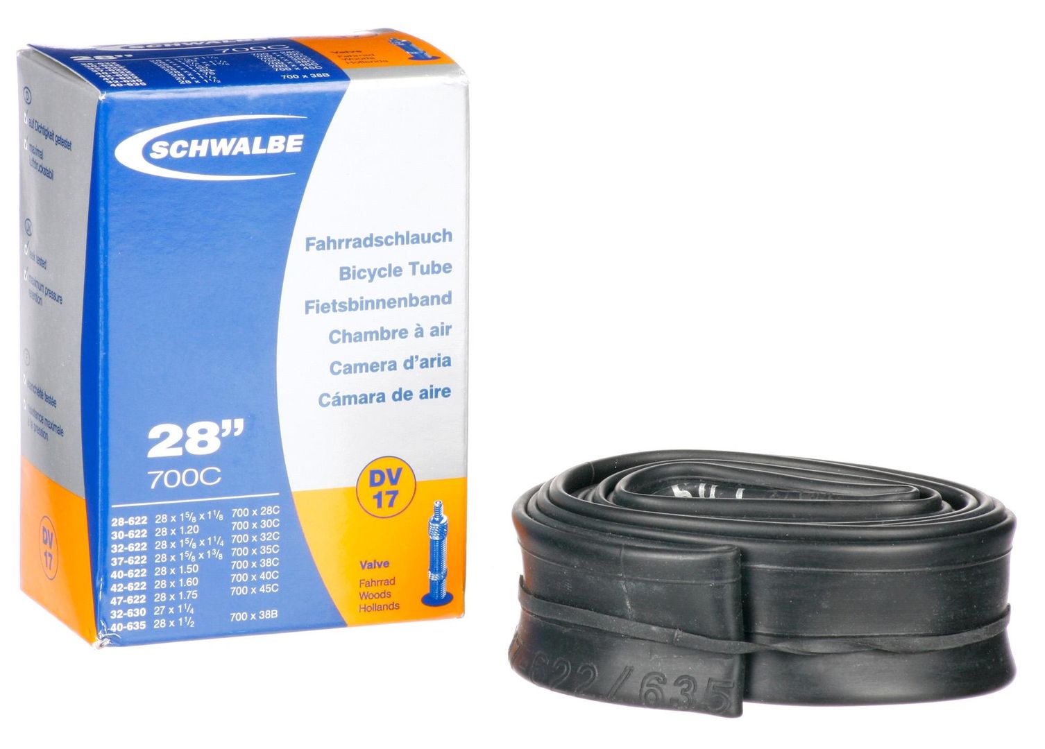 Schwalbe DV17 28"/700C Inner Tube Dunlop DV Valve - Image 1