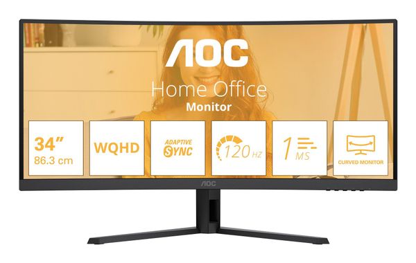 AOC B3 CU34B3E computer monitor 86.4 cm (34") 3440 x 1440 pixels Wide Quad HD LED Black - Thumbnail 2