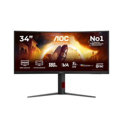 AOC G4 CU34G4CAP computer monitor 86.4 cm (34") 3440 x 1440 pixels UltraWide Quad HD LCD Black, Red