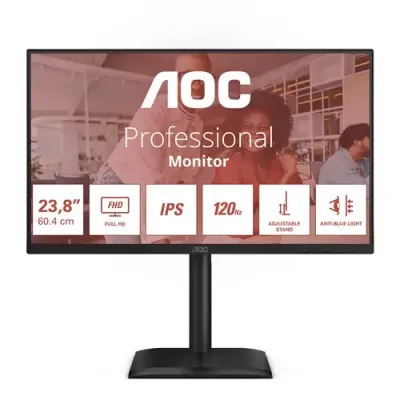 AOC 24E4U computer monitor 60.5 cm (23.8") 1920 x 1080 pixels Full HD LED Black - Thumbnail 2