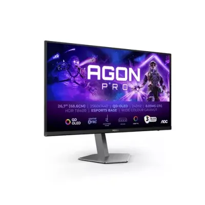 AOC AGON PRO AG276QZD2 computer monitor 67.3 cm (26.5") 2560 x 1440 pixels Quad HD QD-OLED Black Grey