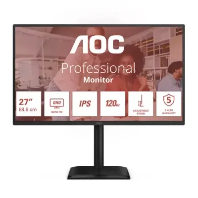 AOC E4 Q27E4U computer monitor 68.6 cm (27") 2560 x 1440 pixels Quad HD LED Black - Thumbnail 2