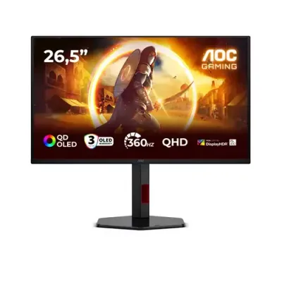 AOC G4 Q27G4SDR computer monitor 67.3 cm (26.5") 2560 x 1440 pixels Quad HD QD-OLED Black, Red - Thumbnail 2