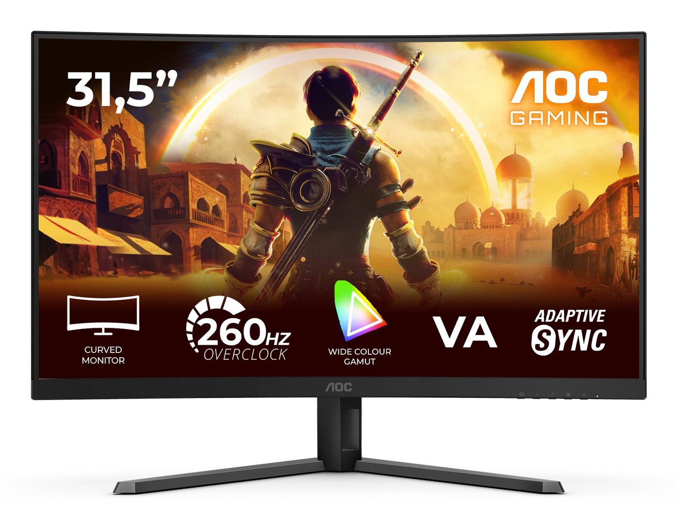 AOC C32G42ZE Full HD 32" Curved VA Gaming Monitor - Black, Black,Red - Image 1