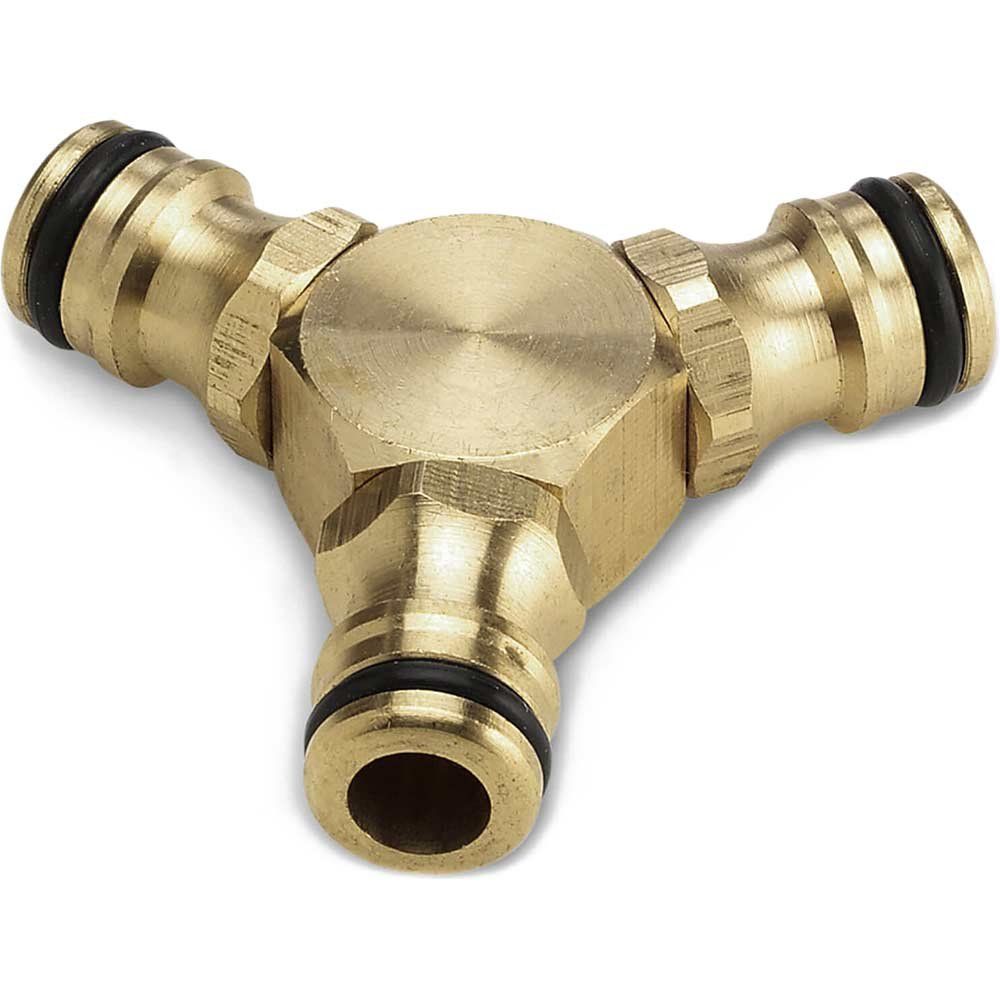 Karcher Brass 3 Way Garden Hose Coupling Connector - Image 1