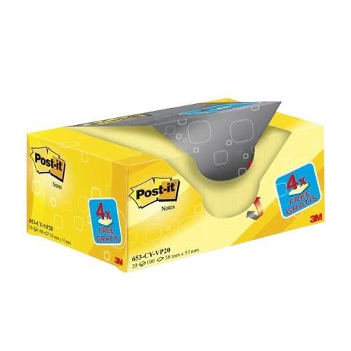 Post-It 653-VP20 note paper Rectangle Yellow 100 sheets Self-adhesive - Image 1