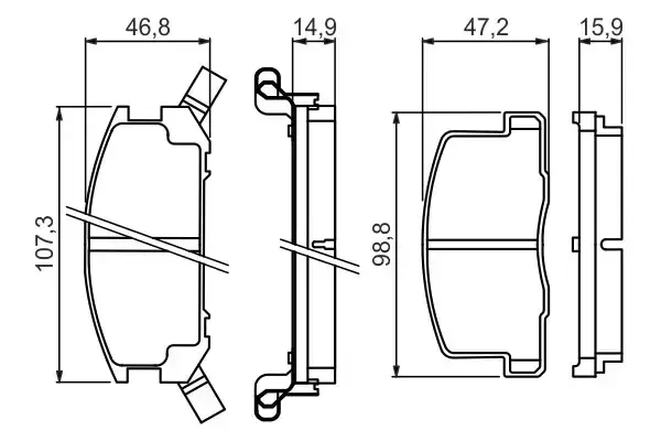 Bosch Rear Break Pads Toyota Mr2 Mk I / Ii Iii (84>07) | 0986 494 412 | Euro Car Parts - Image 1