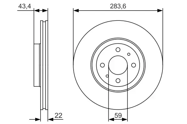 Bosch Front Disc Vented 284Mm Brava Marea Stilo Idea Coupe | 0986 479 S01 | Euro Car Parts