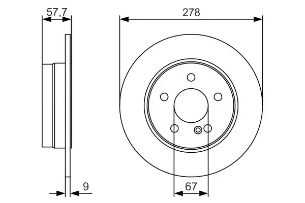 Bosch Rear Brake Discs 278Mm Solid Merc C Class (204) 07- | 0986 479 S96 | Euro Car Parts - Image 1